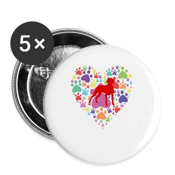 Pointeur allemand aux poils courts Saint-Valentin empreinte de patte - Lot de 5 grands badges (56 mm) - blanc - Devant