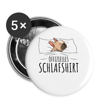 Französische Bulldogge - Buttons groß 56 mm (5er Pack) - Weiß - Vorne