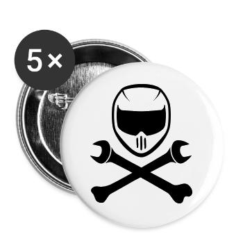 Casque de moto de sport avec clé de cuisine - Lot de 5 grands badges (56 mm) - blanc - Devant