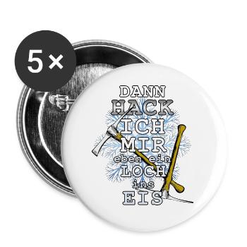 eisbaden winter eisangeln motivation eisbader loch - Buttons groß 56 mm (5er Pack) - Weiß - Vorne