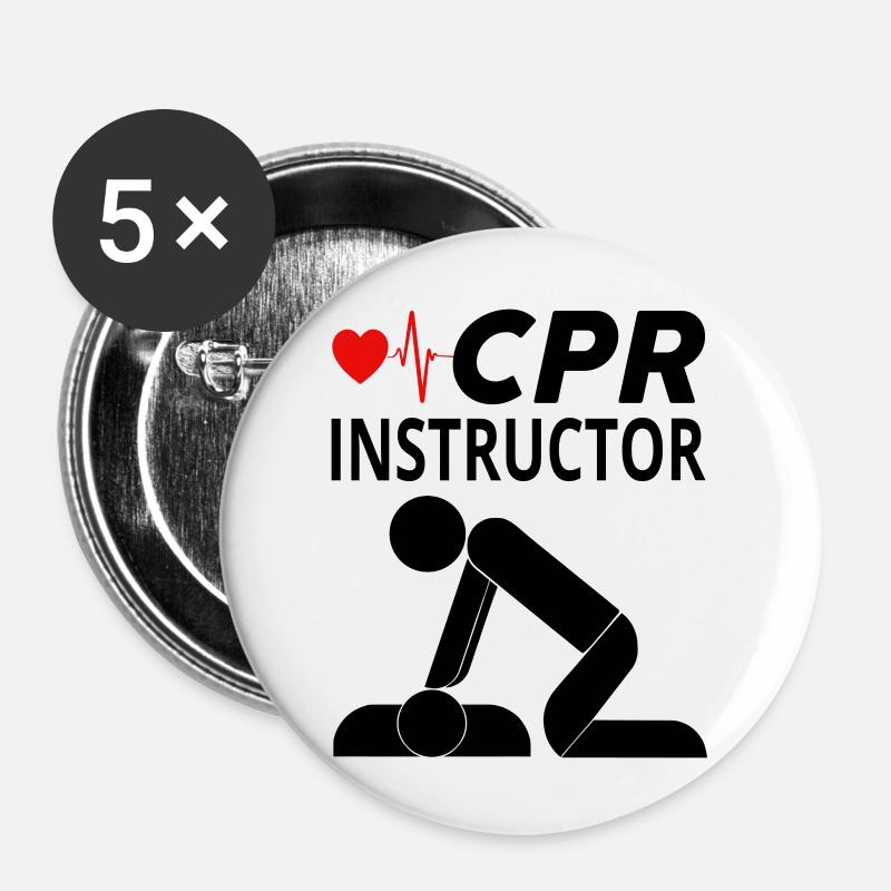 CPR INSTRUCTOR - Buttons large 2.2''/56 mm (5-pack) - white