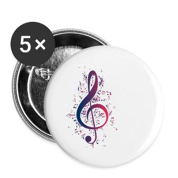 musik - Buttons groß 56 mm (5er Pack) - Weiß - Vorne
