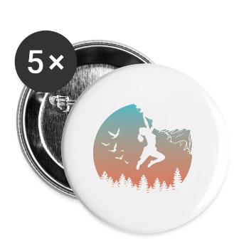 Klettern Silhouette Bergsteiger Sunset Natur - Buttons groß 56 mm (5er Pack) - Weiß - Vorne