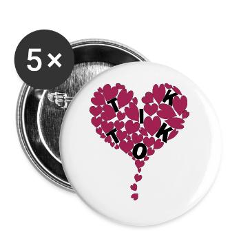 TIKTOKheart 1 - Buttons large 2.2''/56 mm (5-pack) - white - Front