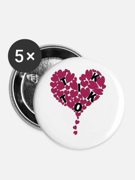 TIKTOKheart 1 - Buttons large 2.2''/56 mm (5-pack) - white
