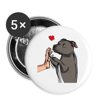 Staffordshire Bullterrier Liebe Hunde - Buttons groß 56 mm (5er Pack) - Weiß - Vorne