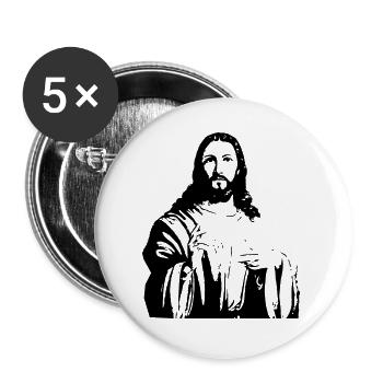 Jesus Pray - Buttons large 2.2''/56 mm (5-pack) - white - Front