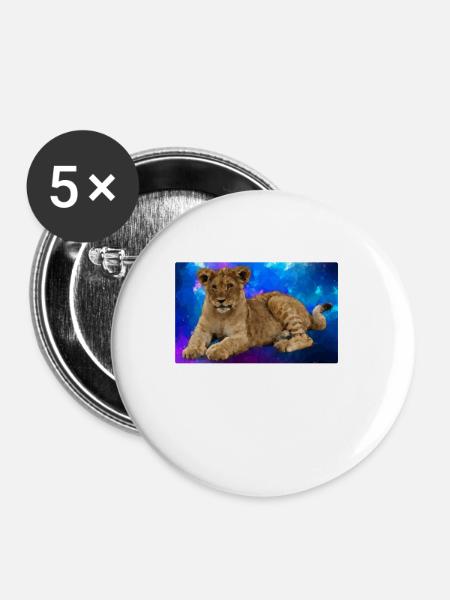 Löwe Polygon - Buttons groß 56 mm (5er Pack) - Weiß