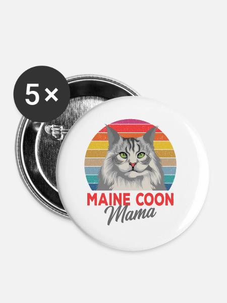 Maine Coon - Buttons groß 56 mm (5er Pack) - Weiß