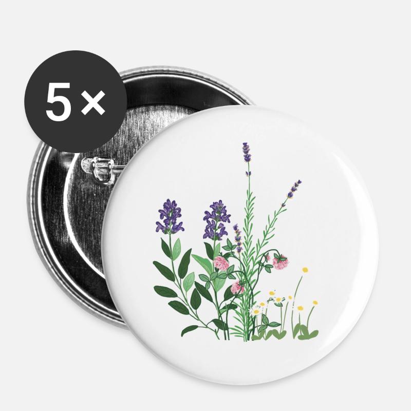 Herb garden - Buttons large 2.2''/56 mm (5-pack) - white