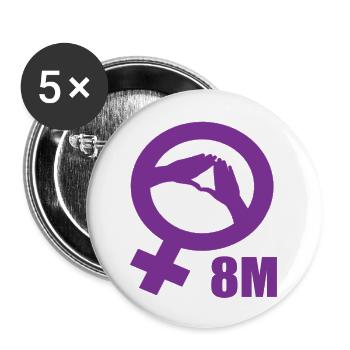 Féministe 8M - Lot de 5 grands badges (56 mm) - blanc - Devant