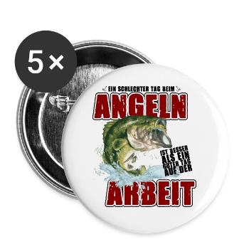 Ein schlechter Tag beim Angeln besser als Arbeit - Buttons groß 56 mm (5er Pack) - Weiß - Vorne