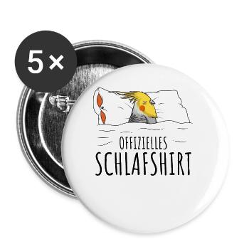 Nymphensittich - Buttons groß 56 mm (5er Pack) - Weiß - Vorne