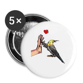 Nymphensittich amour oiseau perroquet - Lot de 5 grands badges (56 mm) - blanc - Devant