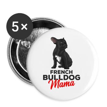 Französische Bulldogge - Buttons groß 56 mm (5er Pack) - Weiß - Vorne
