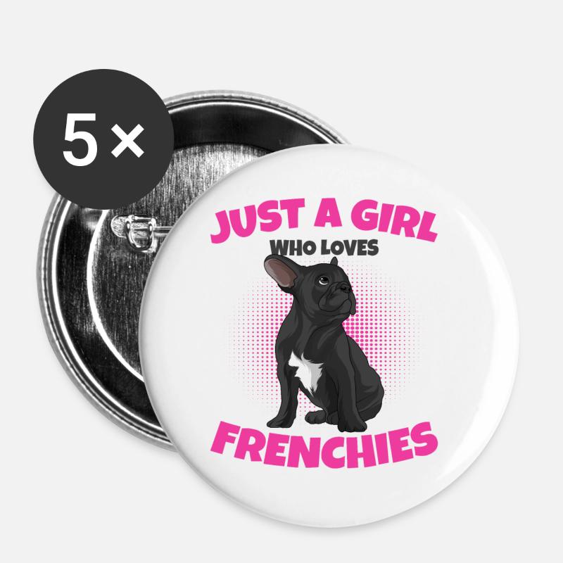 French Bulldog - Buttons large 2.2''/56 mm (5-pack) - white