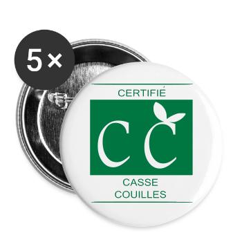 certifié casse couilles - Lot de 5 grands badges (56 mm) - blanc - Devant