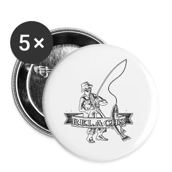 fishing salmon relachs fishing spawning time fishing friend - Buttons large 2.2''/56 mm (5-pack) - white - Front