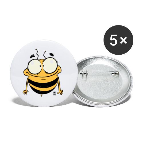 Biene fröhlich - Buttons groß 56 mm (5er Pack)