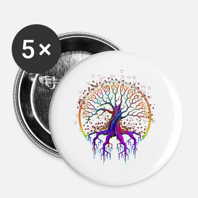 Trippy Goa Psychedelisch Rave Trip Hippie - Buttons groß 56 mm (5er Pack) - Weiß