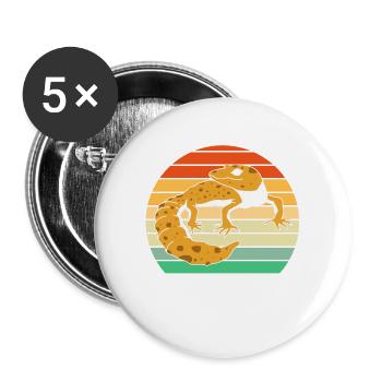 Leopardgecko - Buttons groß 56 mm (5er Pack) - Weiß - Vorne