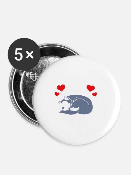 Malamute - Buttons groß 56 mm (5er Pack) - Weiß