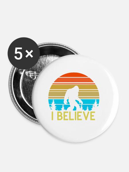 I Believe Bigfoot - Buttons groß 56 mm (5er Pack) - Weiß