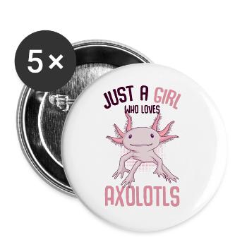 axolotl - Buttons large 2.2''/56 mm (5-pack) - white - Front