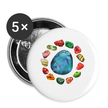 Minéraux Pierre Géologie Collectionneur Géologues minéraux - Lot de 5 grands badges (56 mm) - blanc - Devant