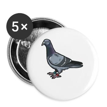 Comic Lustige Taube Vogel Geschenkidee Brieftaube - Buttons groß 56 mm (5er Pack) - Weiß - Vorne