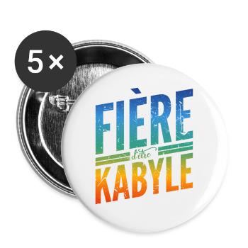 Fière d'être Kabyle - Lot de 5 grands badges (56 mm) - blanc - Devant