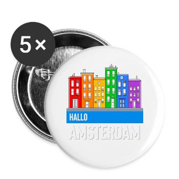 Amsterdam - Buttons groß 56 mm (5er Pack) - Weiß - Vorne