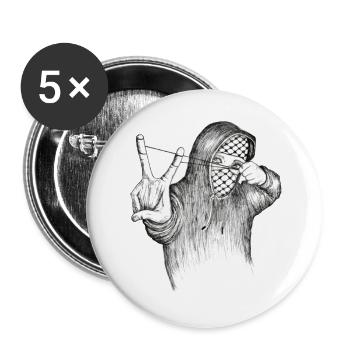 GIrl in Gaza - Buttons large 2.2''/56 mm (5-pack) - white - Front
