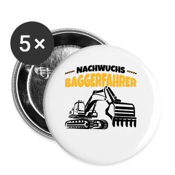 Bagger - Buttons groß 56 mm (5er Pack) - Weiß - Vorne