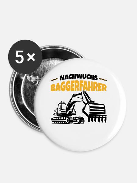 Bagger - Buttons groß 56 mm (5er Pack) - Weiß