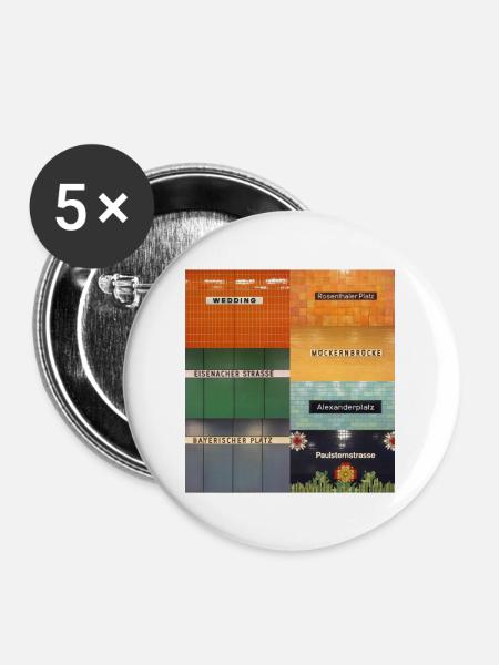 Berlin - Buttons groß 56 mm (5er Pack) - Weiß