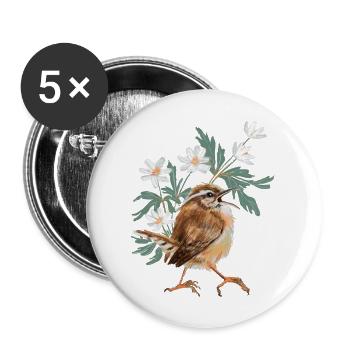 Fence King and Bushwind Frogs - Buttons large 2.2''/56 mm (5-pack) - white - Front