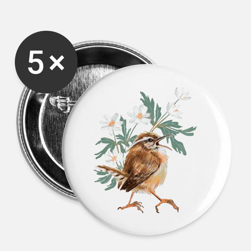 Fence King and Bushwind Frogs - Buttons large 2.2''/56 mm (5-pack) - white