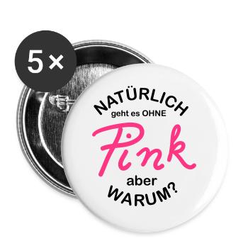 Pink Fan - Buttons groß 56 mm (5er Pack) - Weiß - Vorne