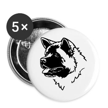 American Akita Tête - Lot de 5 grands badges (56 mm) - blanc - Devant