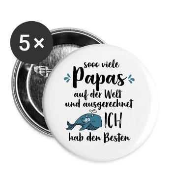 So viele Papas auf der Welt Vatertag Geschenk - Buttons groß 56 mm (5er Pack) - Weiß - Vorne