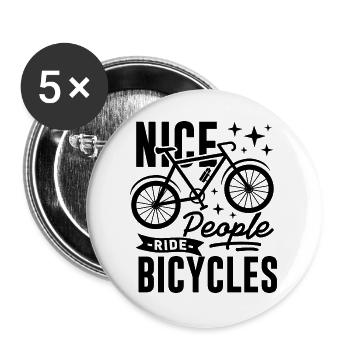 Nice People Ride Bicycles Saying - Buttons large 2.2''/56 mm (5-pack) - white - Front