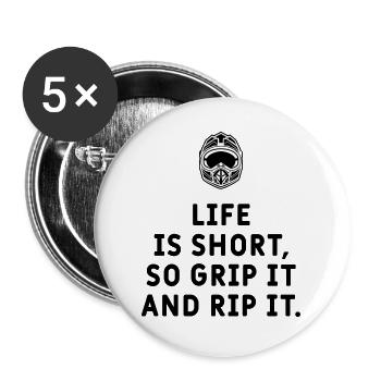 Motocross - Life is short! - Buttons groß 56 mm (5er Pack) - Weiß - Vorne