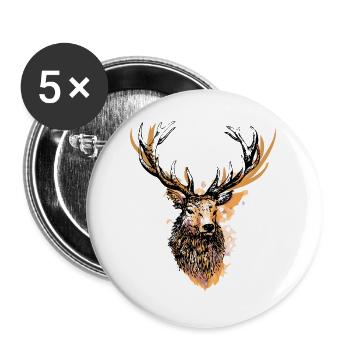 Big proud deer - Buttons large 2.2''/56 mm (5-pack) - white - Front