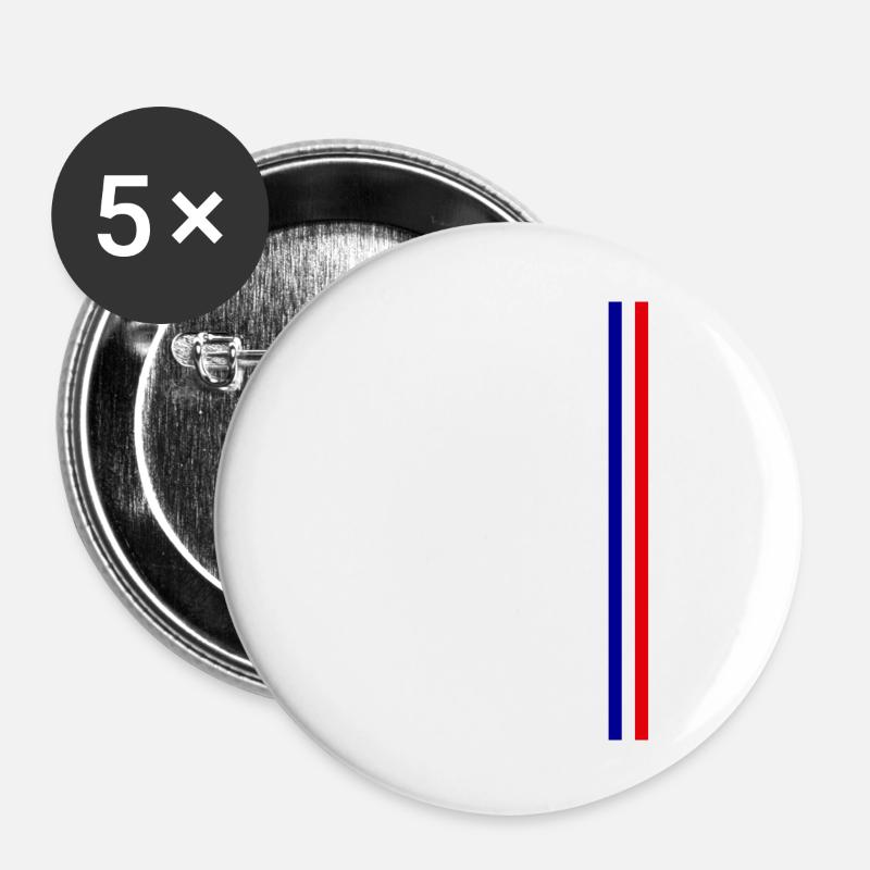 French flag - red white blue - Buttons large 2.2''/56 mm (5-pack) - white