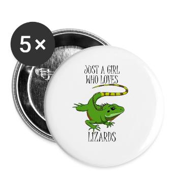 Lézards Fan animal mignon Lézard reptile - Lot de 5 grands badges (56 mm) - blanc - Devant