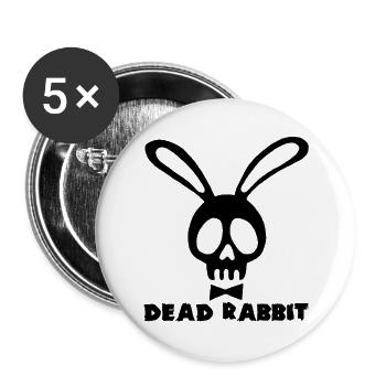 Lapin tête de mort noir - Lot de 5 grands badges (56 mm) - blanc - Devant