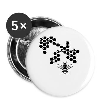 Abeille cadeau apiculteur miel fleurs insecte - Lot de 5 grands badges (56 mm) - blanc - Devant