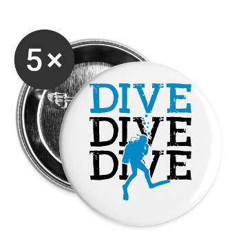 Dive Tshirt Funny - Buttons groß 56 mm (5er Pack) - Weiß - Vorne