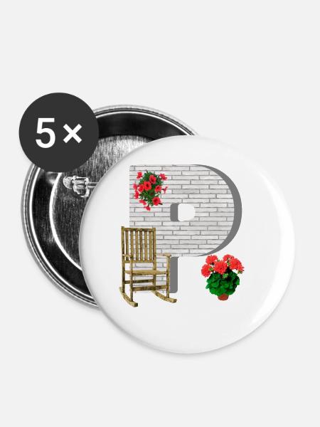 garten p - Buttons groß 56 mm (5er Pack) - Weiß